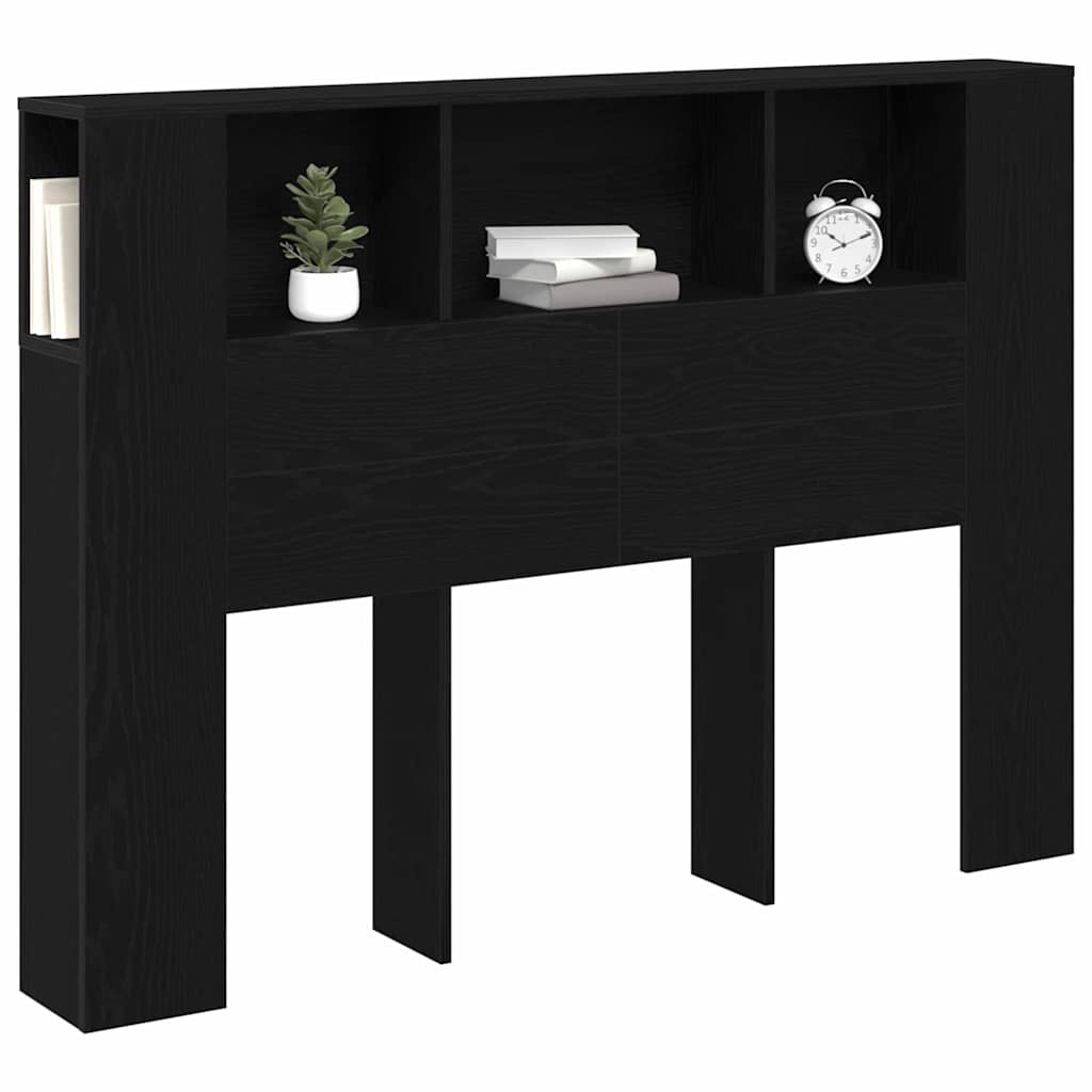 Headboard Cabinet Black oak 140 x 19 x 104.5 cm Engineered wood