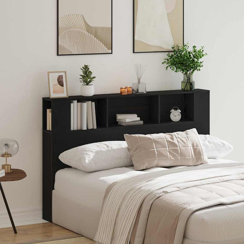 Headboard Cabinet Black oak 160 x 19 x 104.5 cm Engineered wood