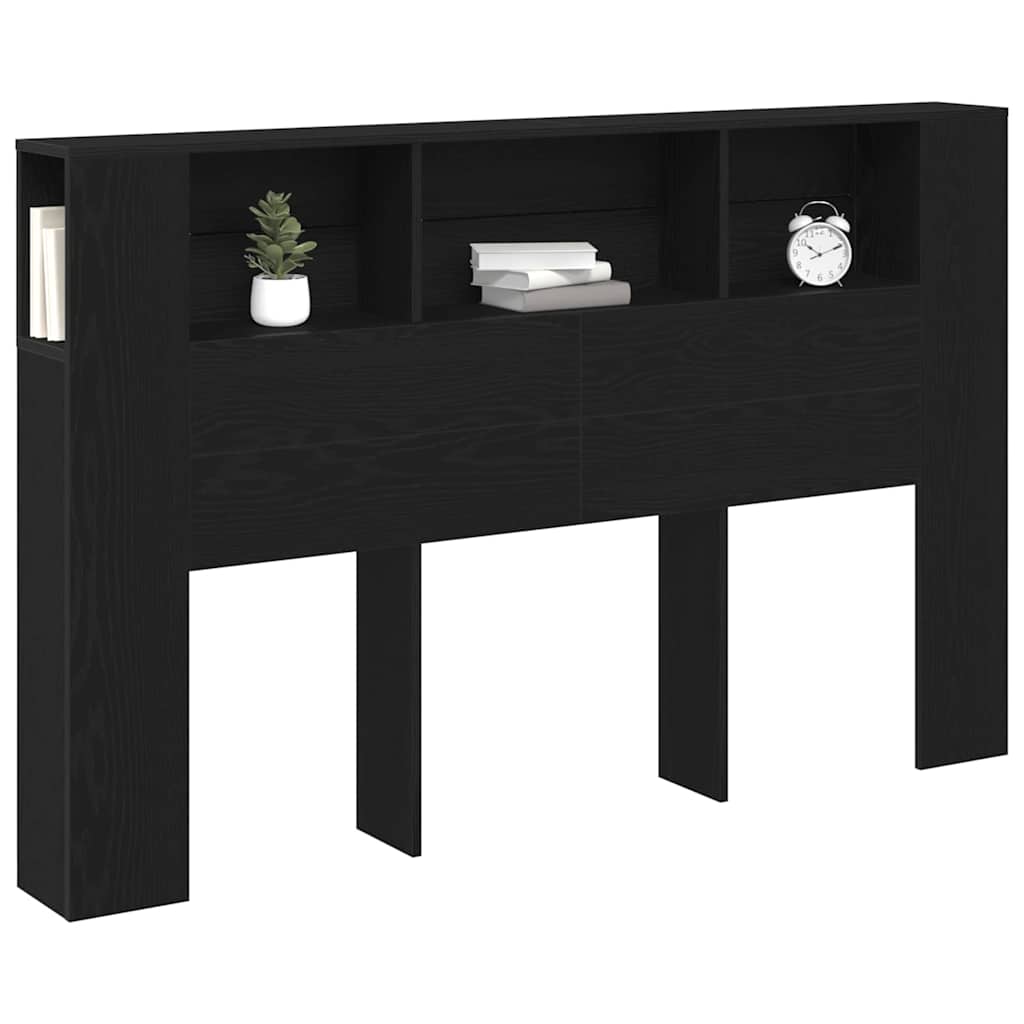 Headboard Cabinet Black oak 160 x 19 x 104.5 cm Engineered wood