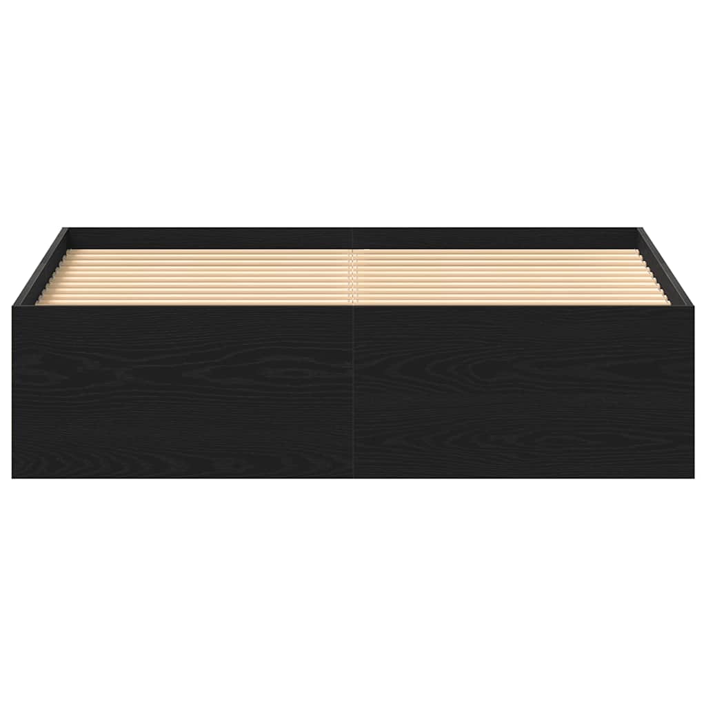Bed Frame without Mattress Black Oak 135x190 cm Engineered Wood