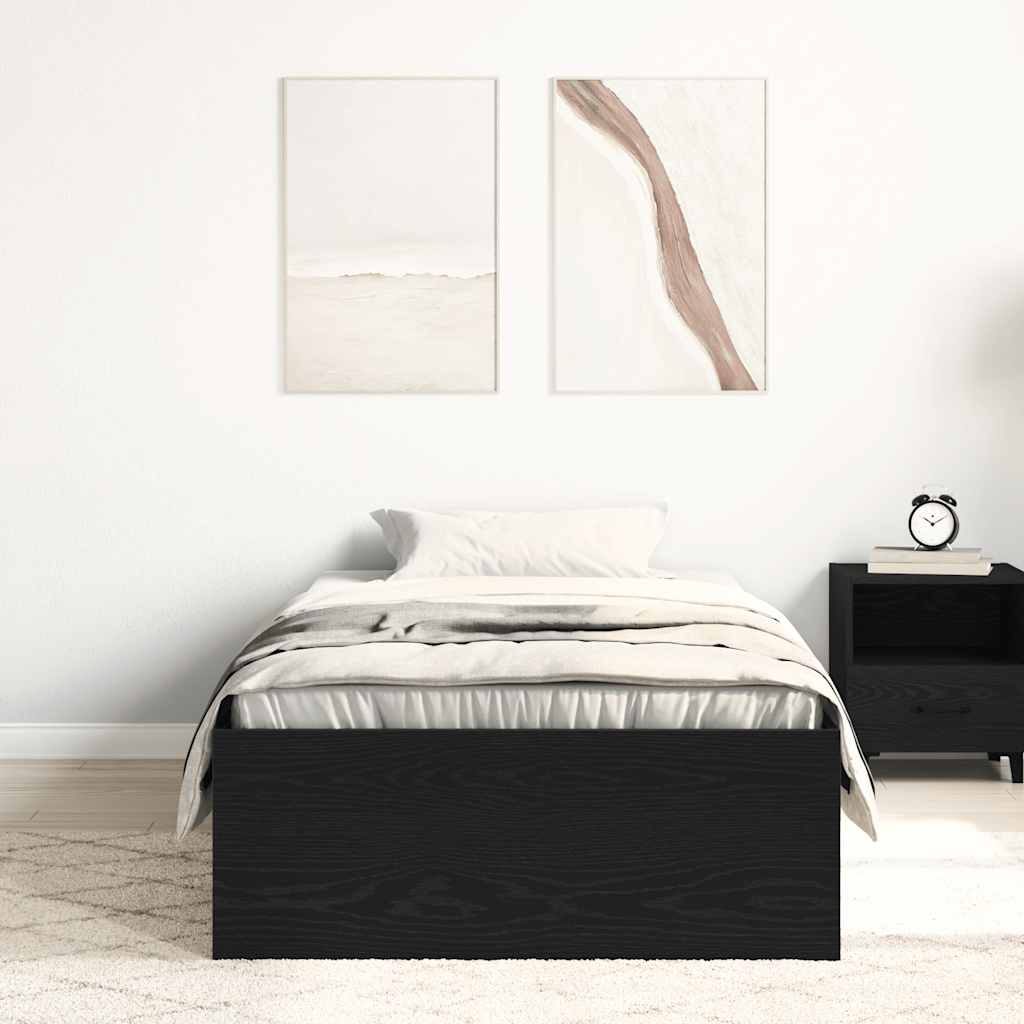 Bed Frame without Mattress Black Oak 90x200 cm Engineered Wood