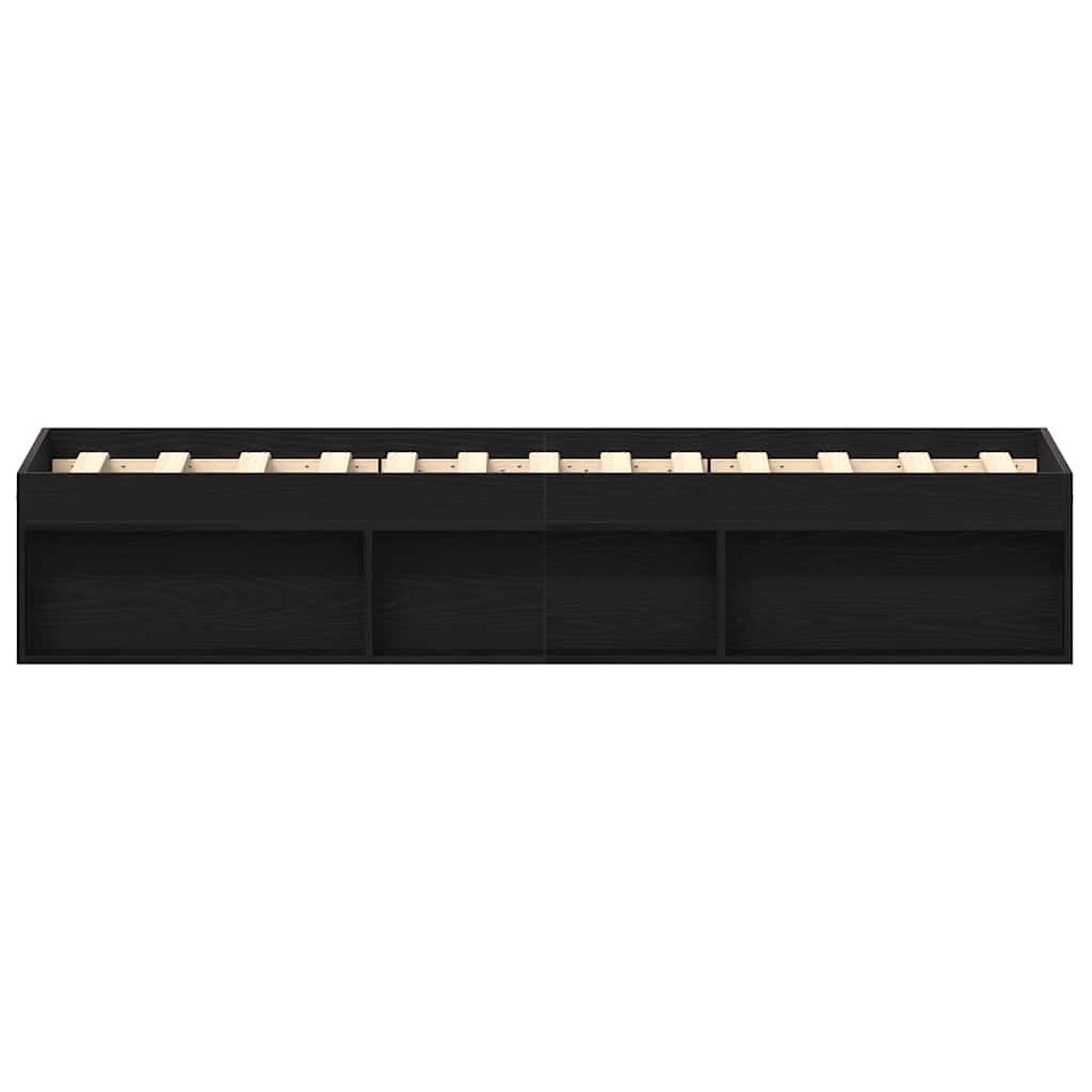 Bed Frame without Mattress Black Oak 90x190 cm Engineered Wood