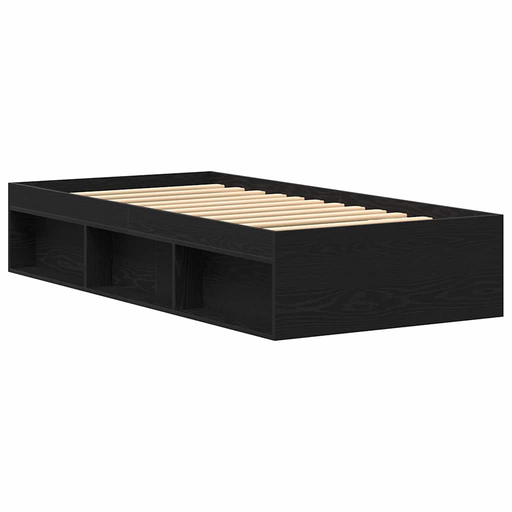Bed Frame without Mattress Black Oak 90x190 cm Engineered Wood