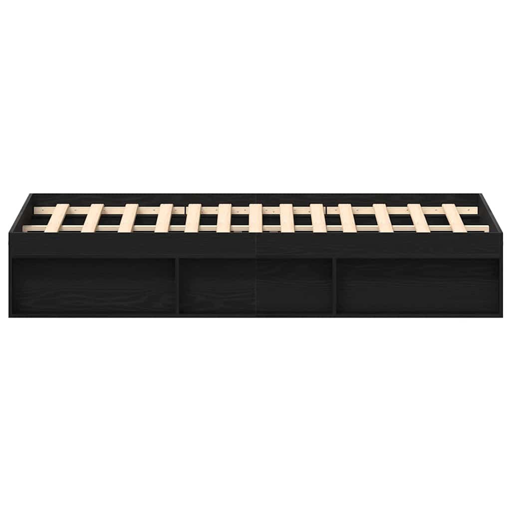 Bed Frame without Mattress Black Oak 150x200 cm Engineered Wood