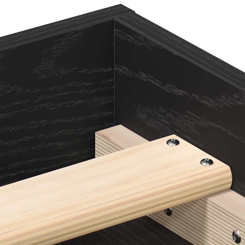 Bed Frame without Mattress Black Oak 150x200 cm Engineered Wood