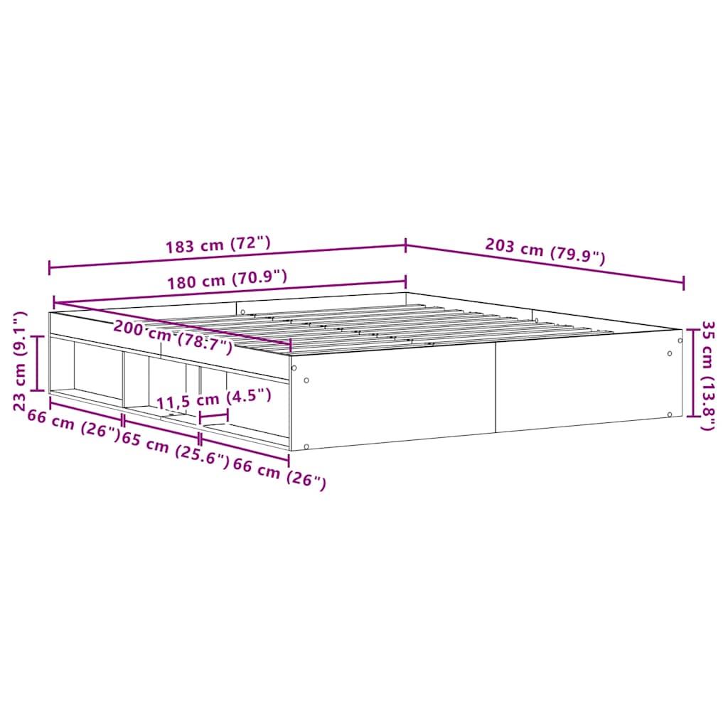Bed Frame without Mattress Black Oak 150x200 cm Engineered Wood