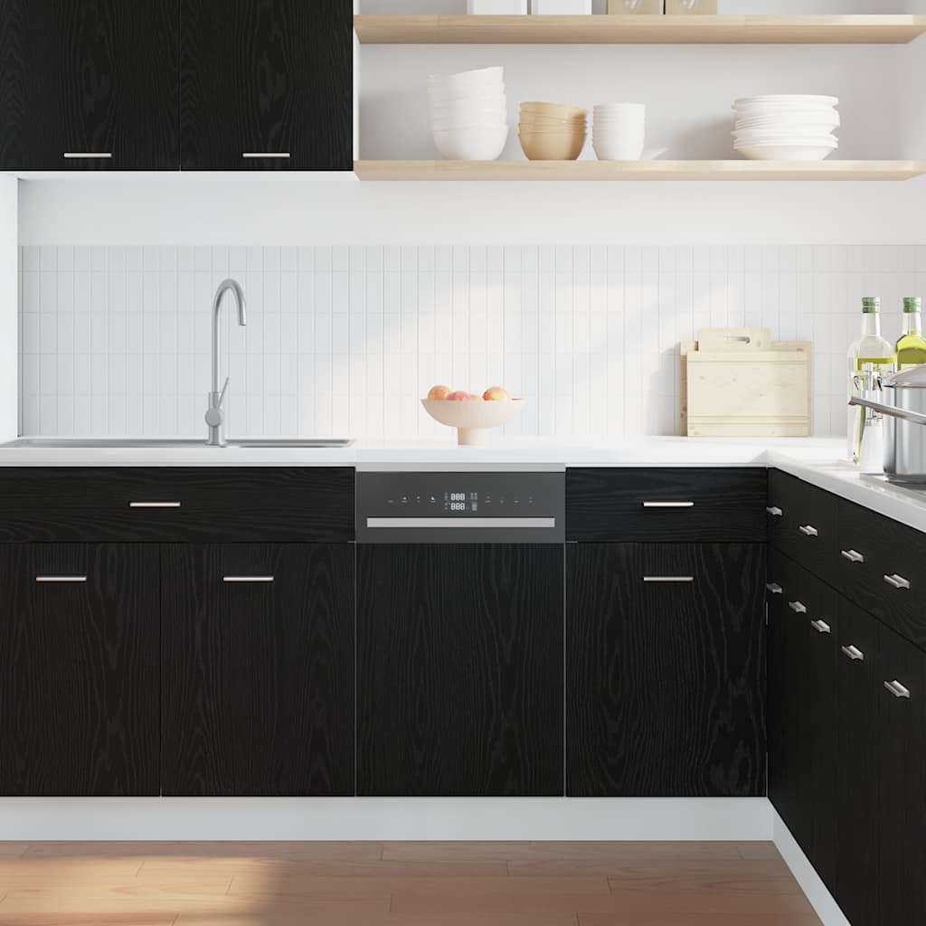 Dishwasher Panel Black Oak 45x1.5x67 cm Engineered Wood