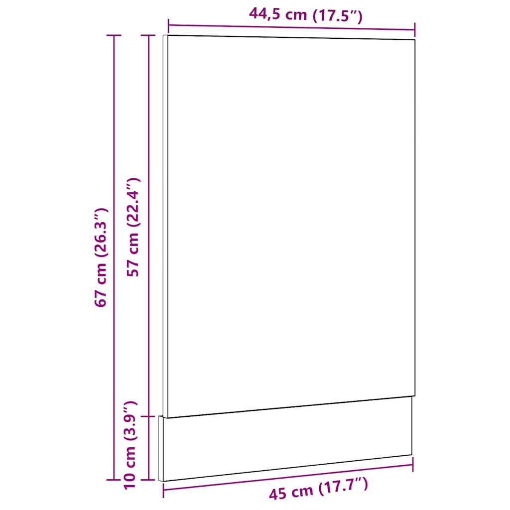 Dishwasher Panel Black Oak 45x1.5x67 cm Engineered Wood