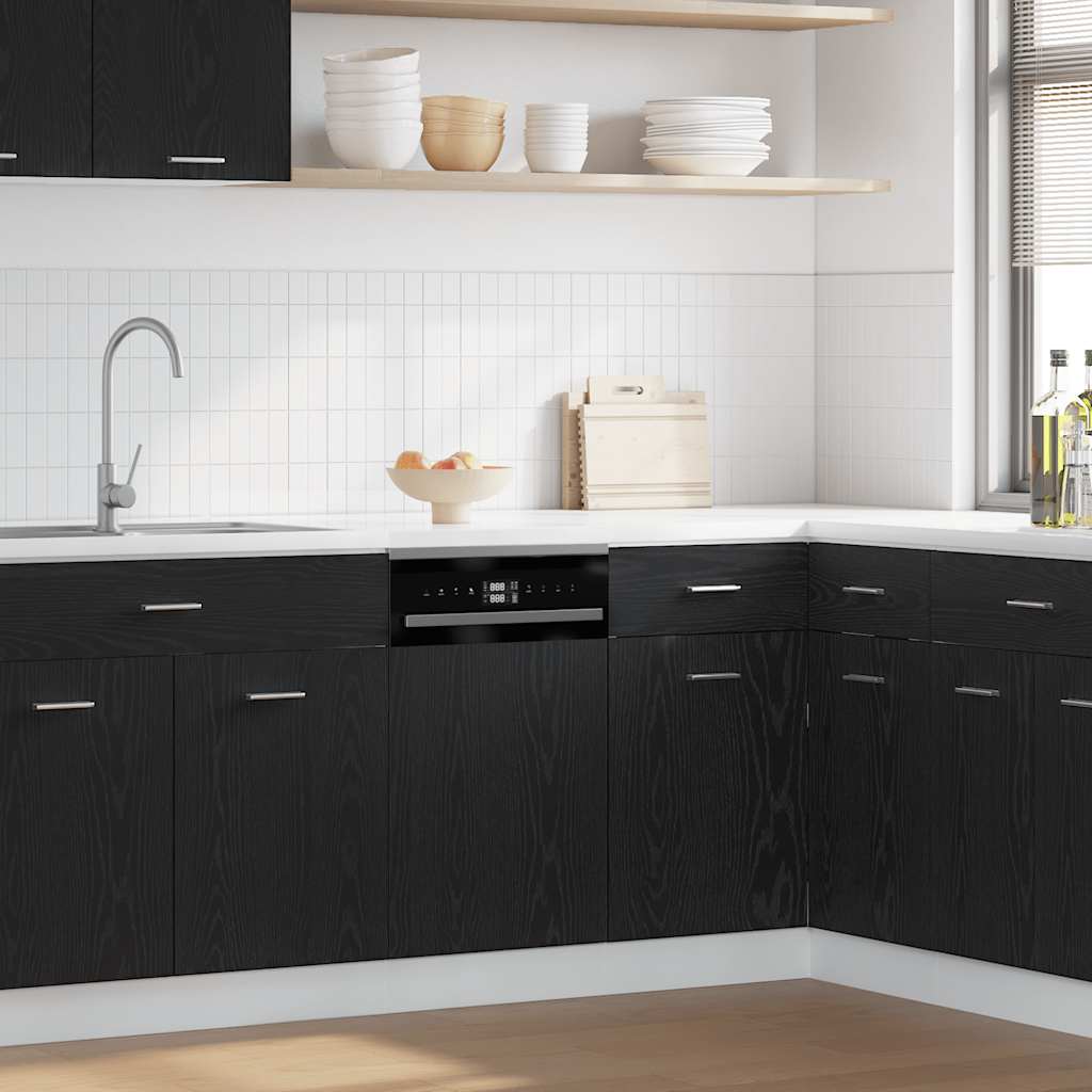 Dishwasher Panel Black Oak 45x1.5x67 cm Engineered Wood