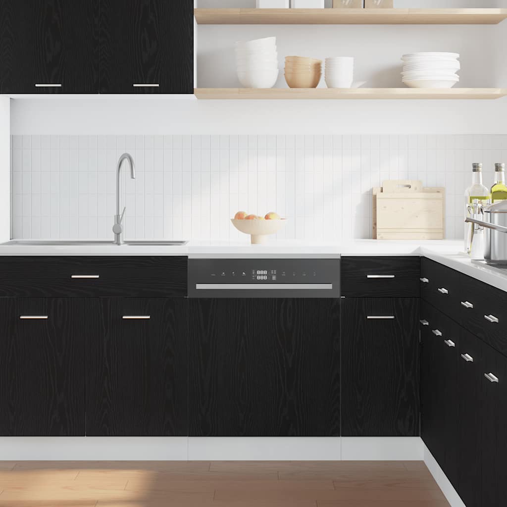 Dishwasher Panel Black Oak 60x1.5x67 cm Engineered Wood