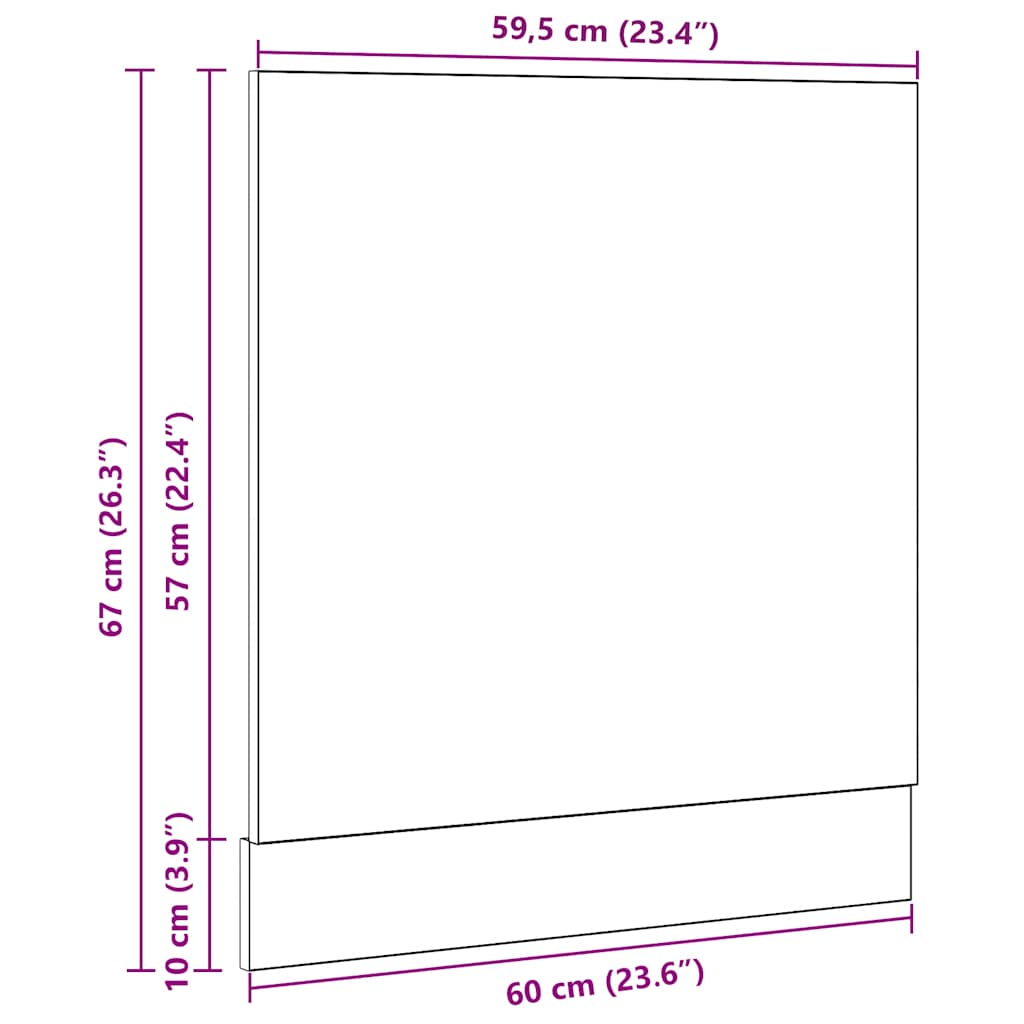 Dishwasher Panel Black Oak 60x1.5x67 cm Engineered Wood