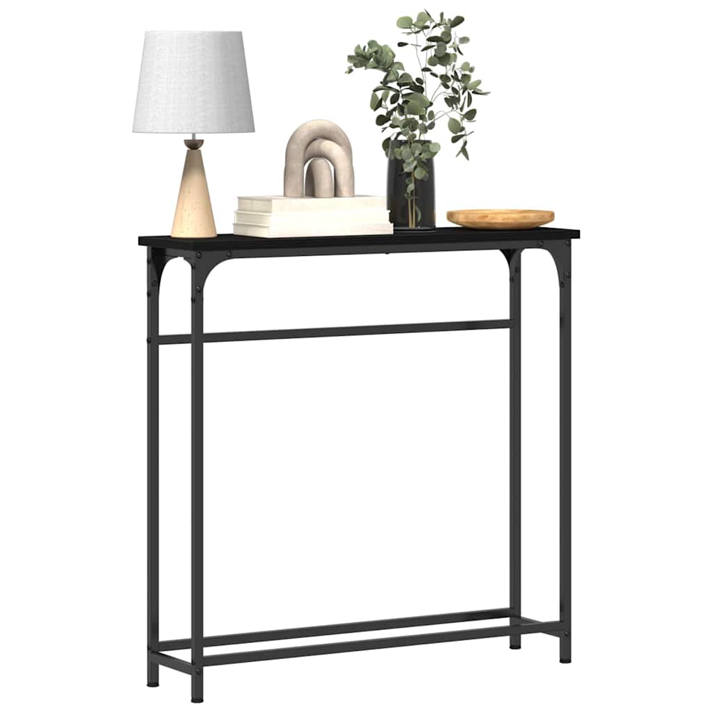 Console Table with Shelf Black oak 75 x 19.5 x 75 cm