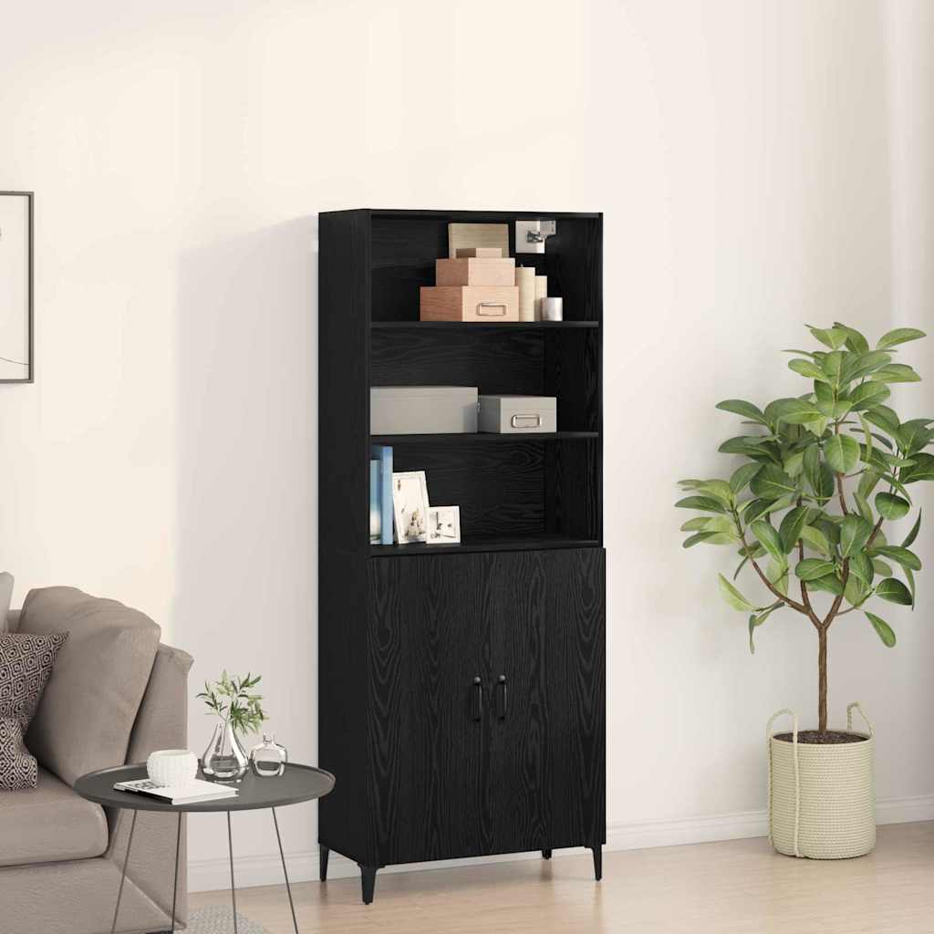 Sideboard Black oak 69.5 x 32.5 x 180 cm Engineered wood