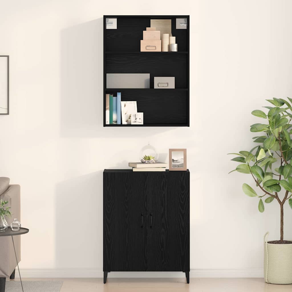 Sideboard Black oak 69.5 x 32.5 x 180 cm Engineered wood