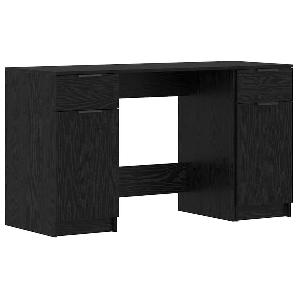 Modern Wooden Home Office Computer Desk Table With 2 Drawers Storage Cupboards