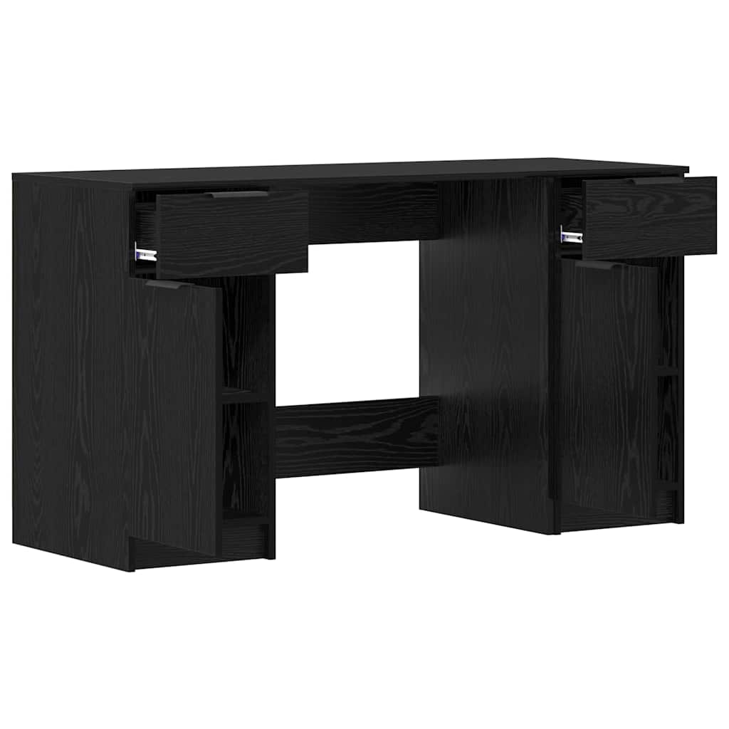 Modern Wooden Home Office Computer Desk Table With 2 Drawers Storage Cupboards