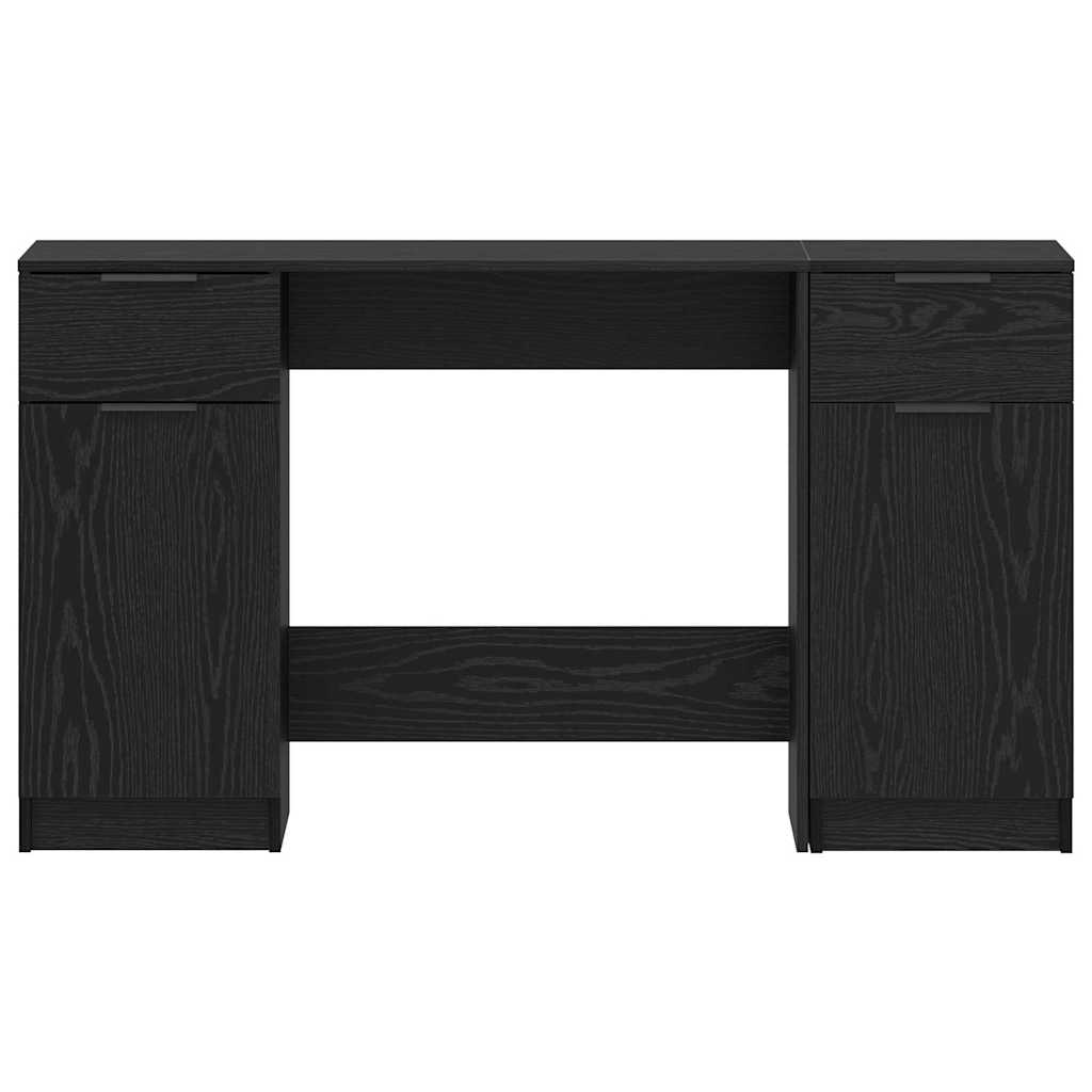 Modern Wooden Home Office Computer Desk Table With 2 Drawers Storage Cupboards