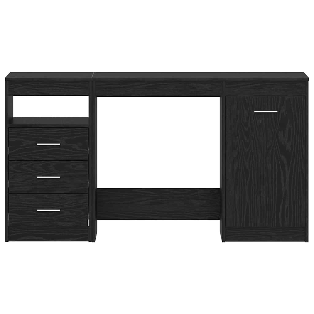 Desk with Drawer Black oak 140 x 50 x 76 cm Engineered wood