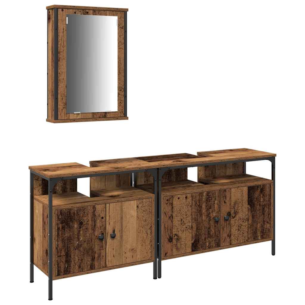 Bathroom Sink Cabinet with Built-in Basin Old Wood Engineered Wood