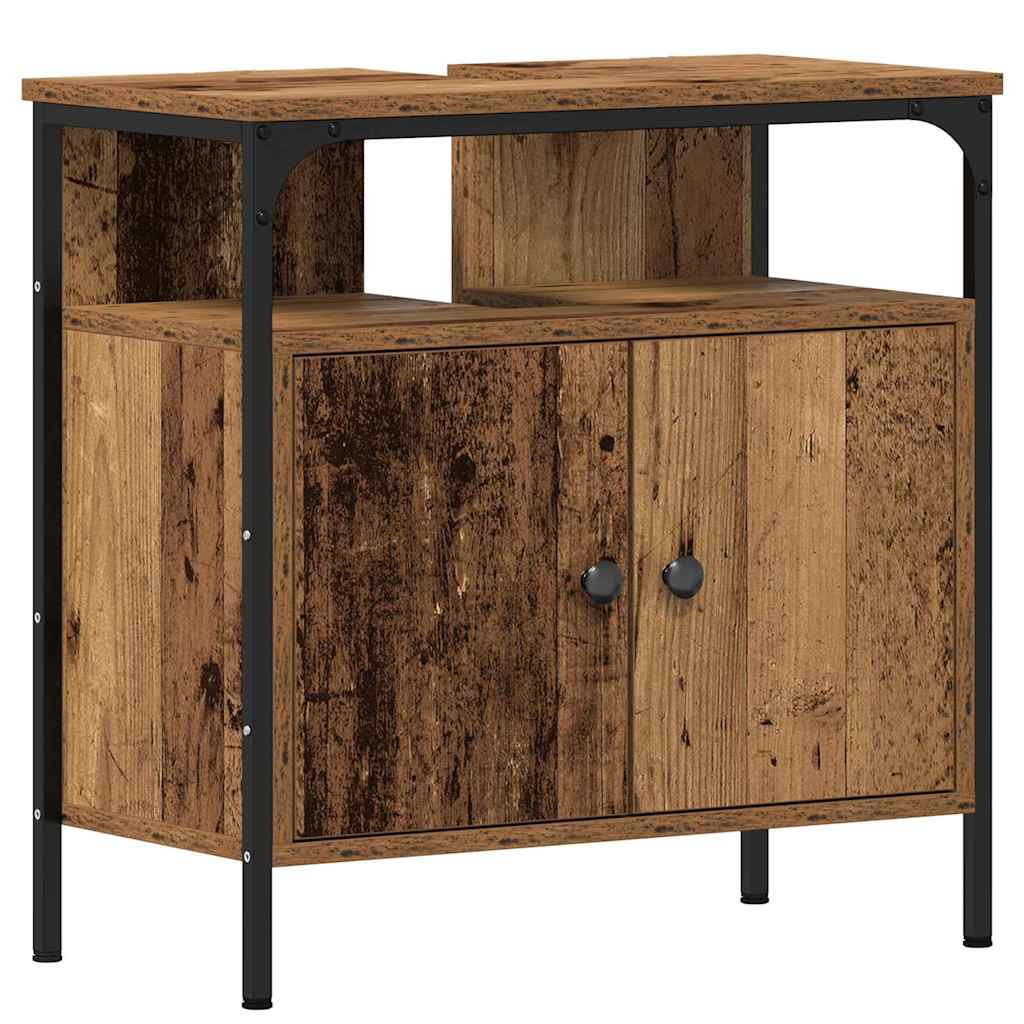 Bathroom Sink Cabinet with Built-in Basin Old Wood Engineered Wood