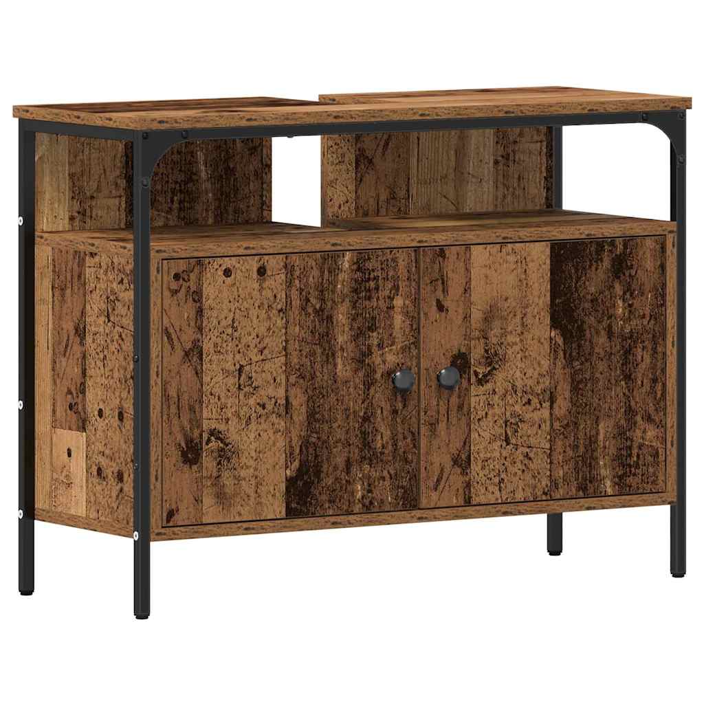 Bathroom Sink Cabinet with Built-in Basin Old Wood Engineered Wood