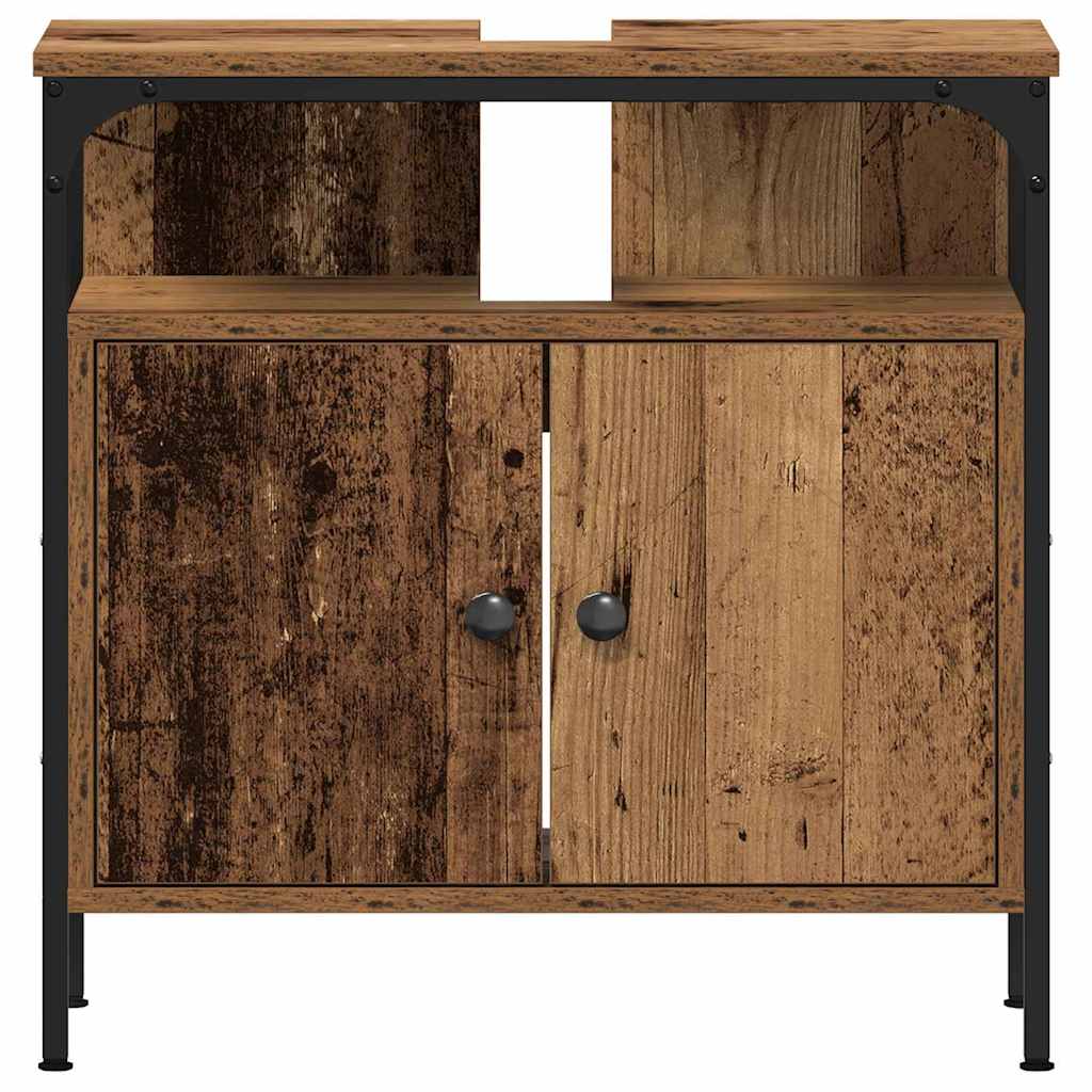 Bathroom Sink Cabinet with Built-in Basin Old Wood Engineered Wood