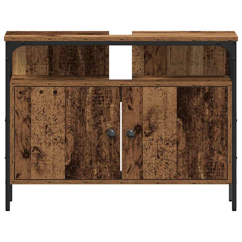 Bathroom Sink Cabinet with Built-in Basin Old Wood Engineered Wood