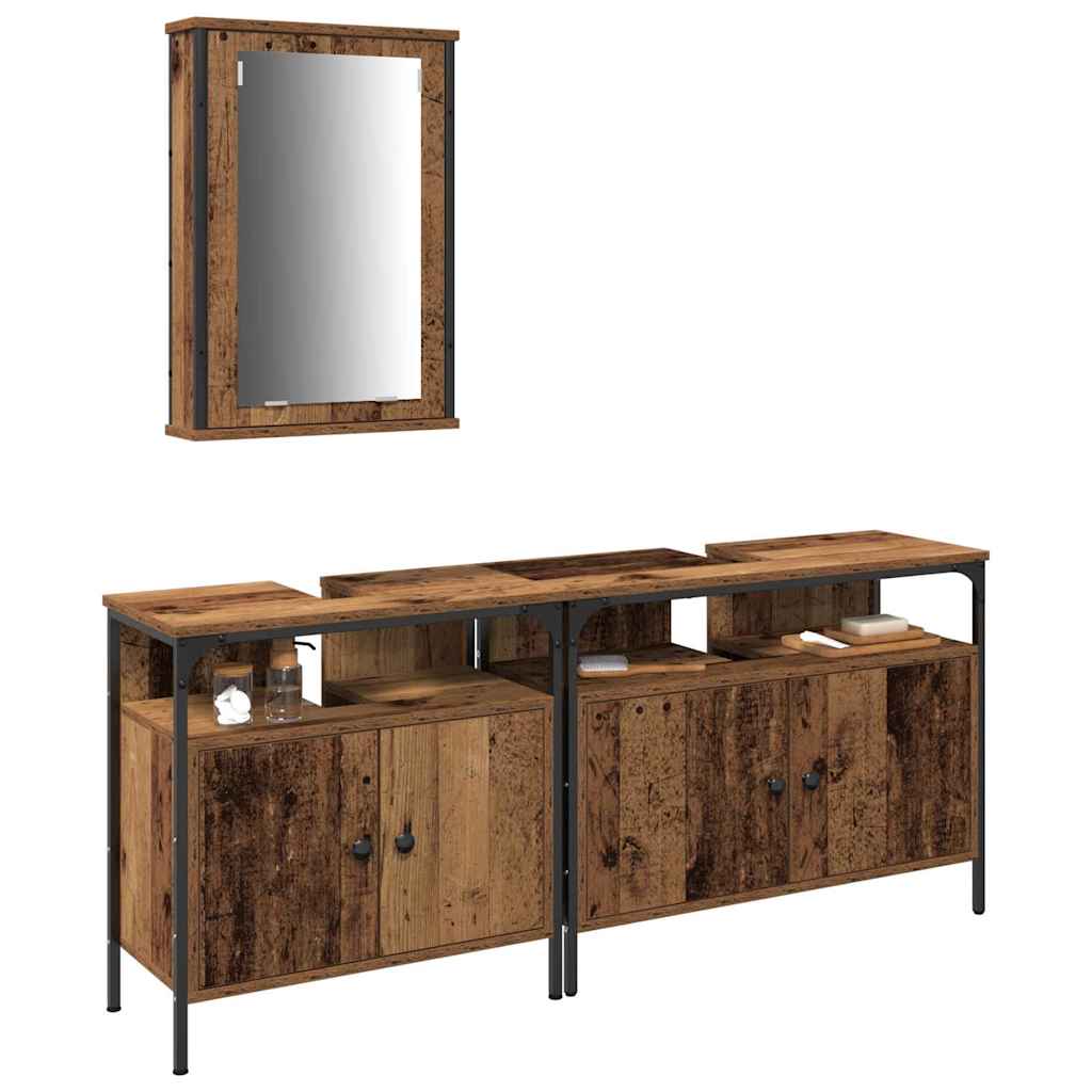 Bathroom Sink Cabinet with Built-in Basin Old Wood Engineered Wood