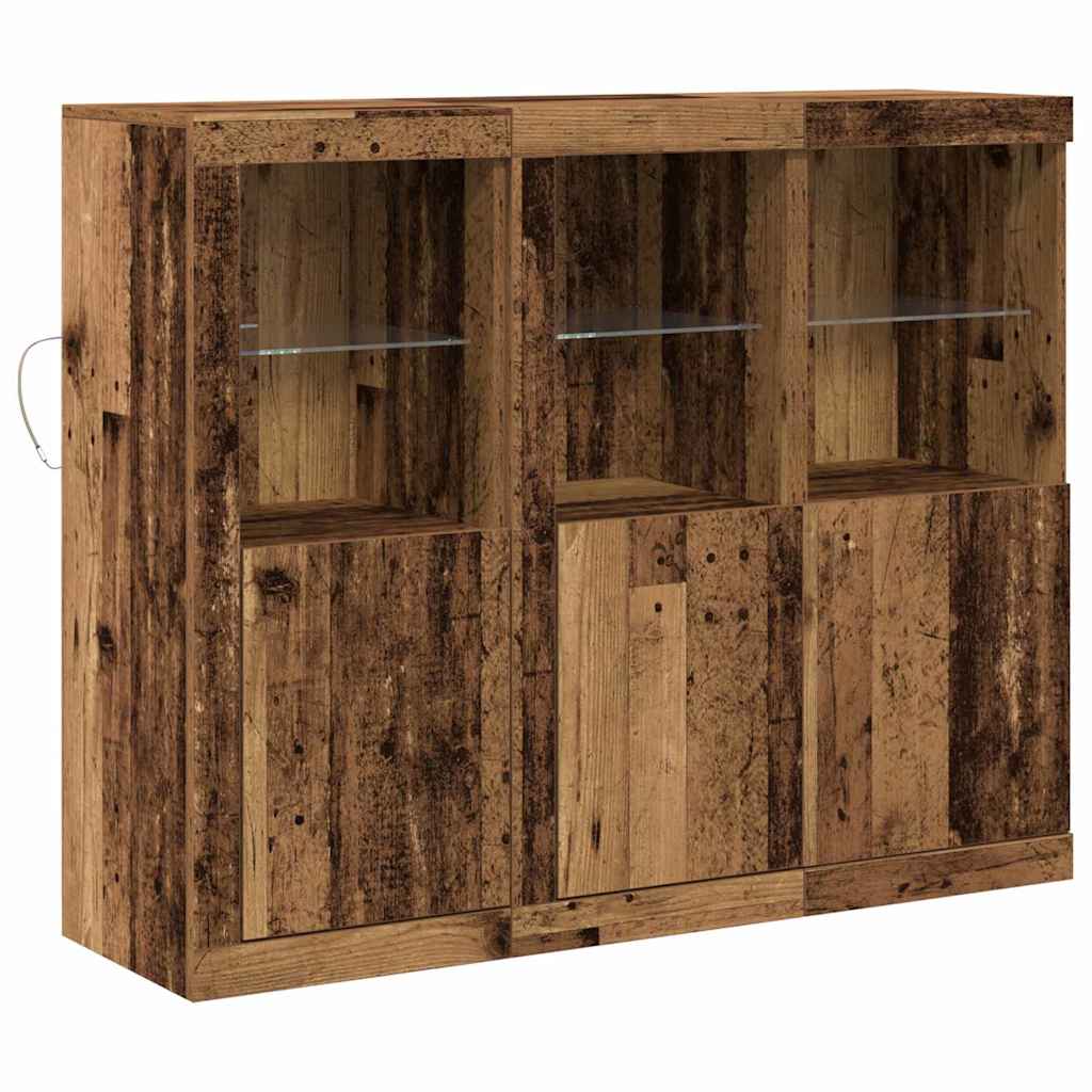 Sideboard 3 pcs Old wood 123 x 37 x 100 cm Engineered wood