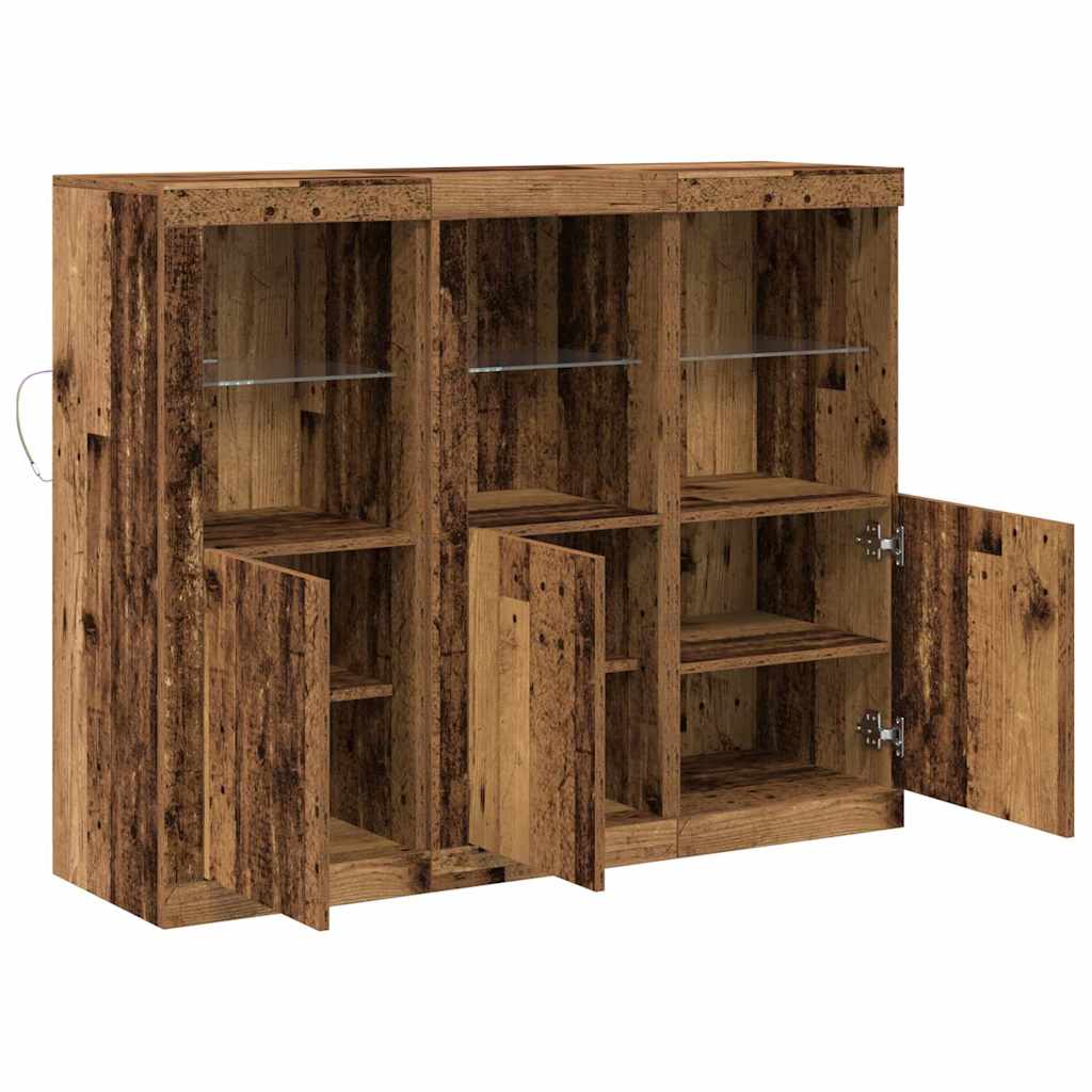 Sideboard 3 pcs Old wood 123 x 37 x 100 cm Engineered wood