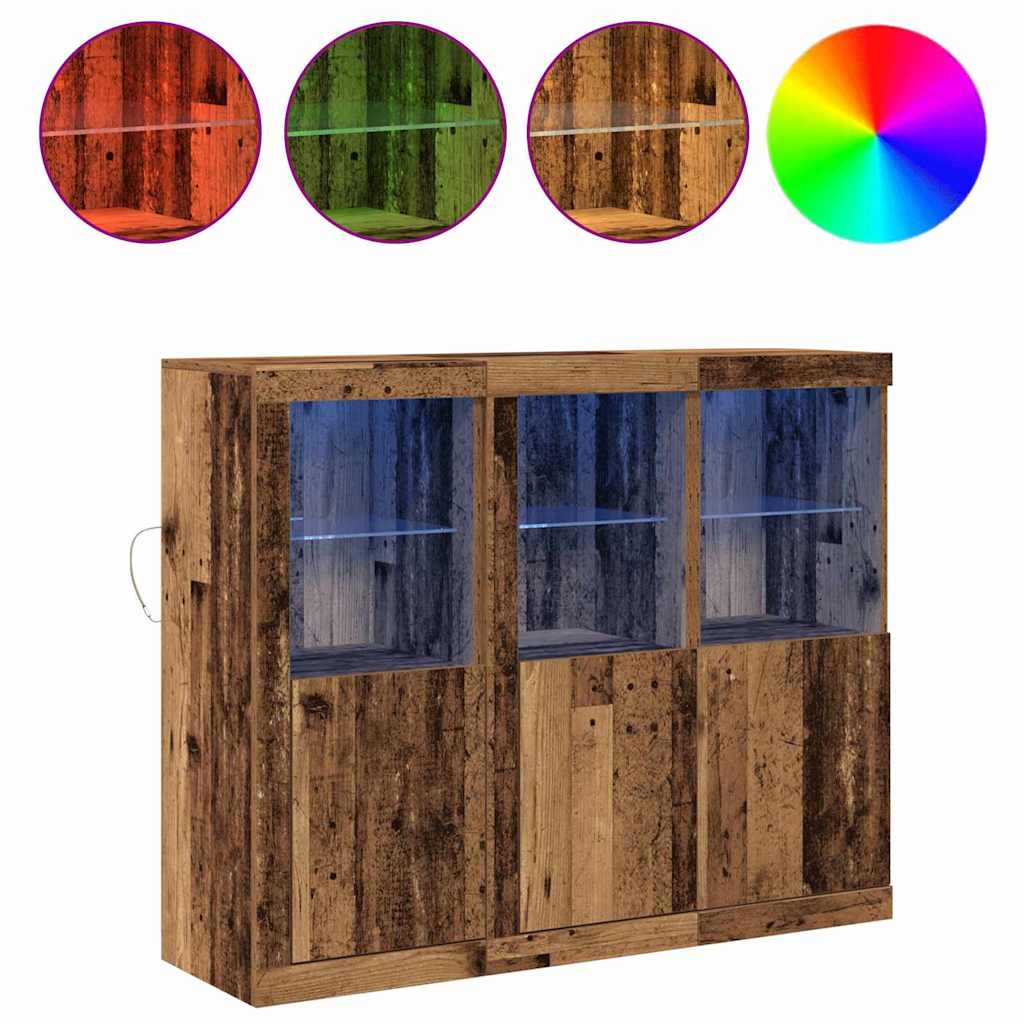Sideboard 3 pcs Old wood 123 x 37 x 100 cm Engineered wood