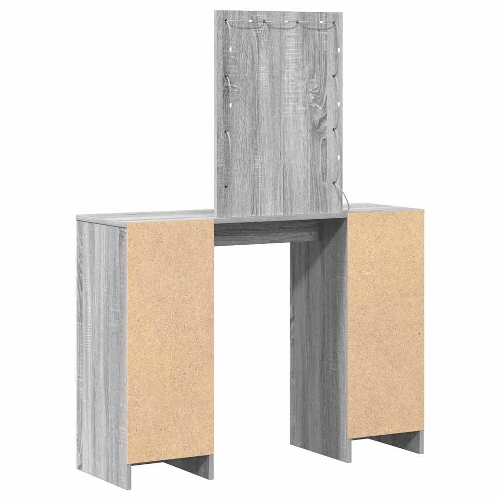 Modern Wooden Dressing Table Makeup Vanity Desk With LED Mirror & Cupoards