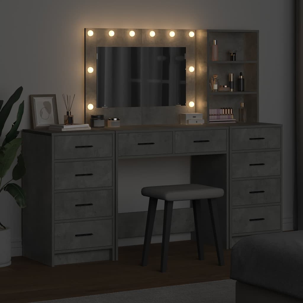 Dressing Table 3 pcs Grey 40 x 41 x 135 cm Engineered wood