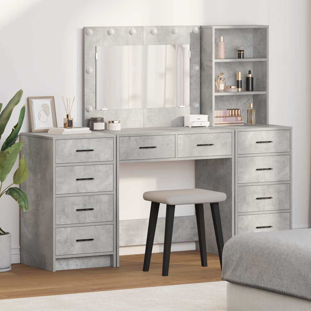 Dressing Table 3 pcs Grey 40 x 41 x 135 cm Engineered wood