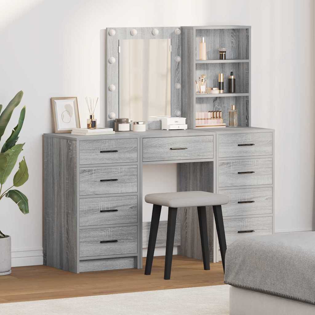 Dressing Table 3 pcs Grey 40 x 41 x 135 cm Engineered wood