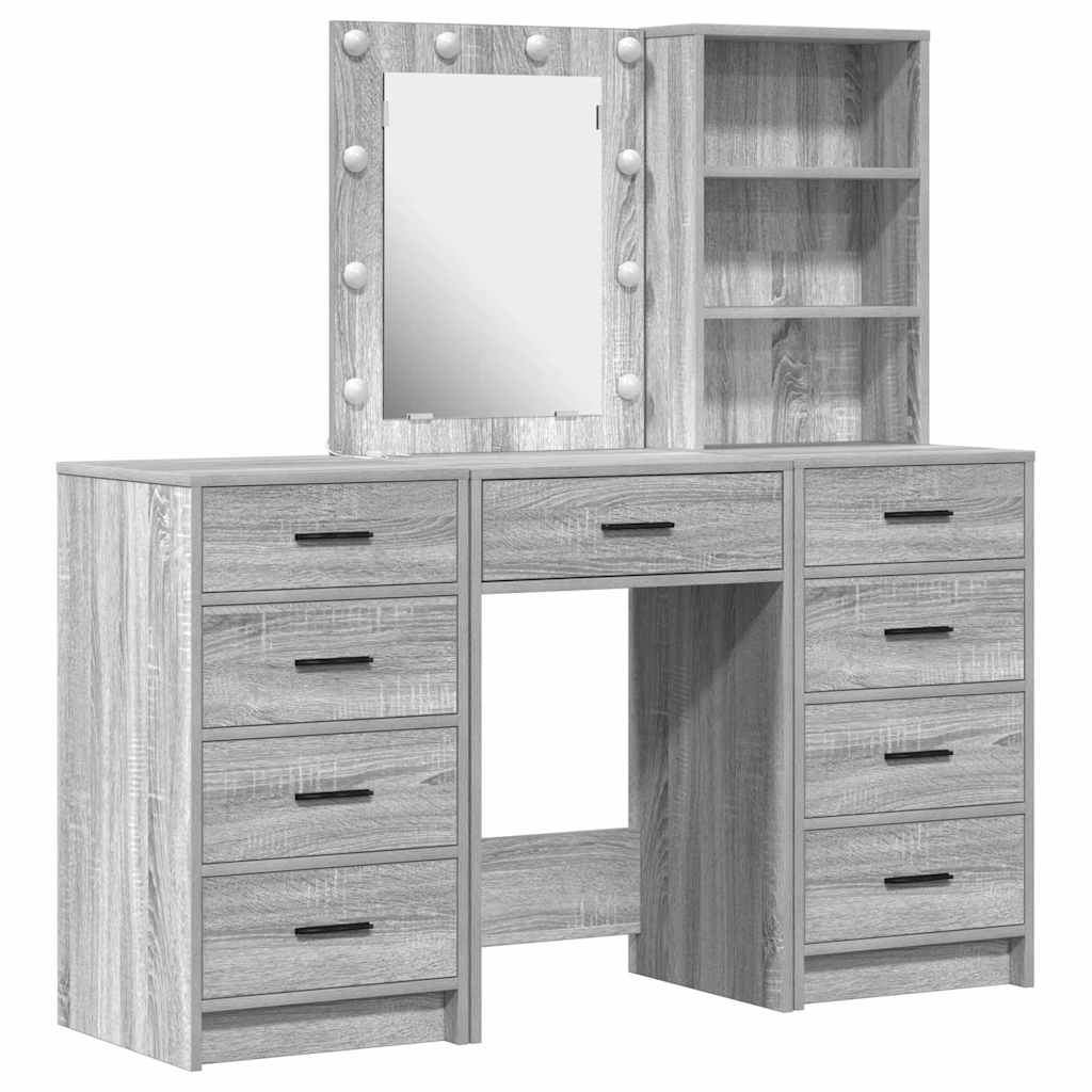 Dressing Table 3 pcs Grey 40 x 41 x 135 cm Engineered wood