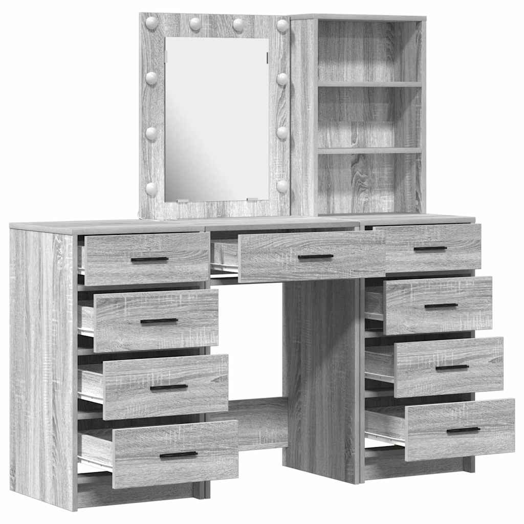 Dressing Table 3 pcs Grey 40 x 41 x 135 cm Engineered wood