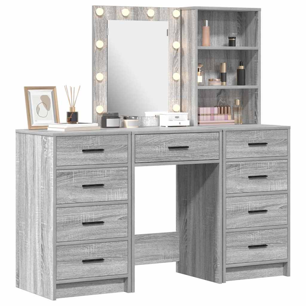 Dressing Table 3 pcs Grey 40 x 41 x 135 cm Engineered wood