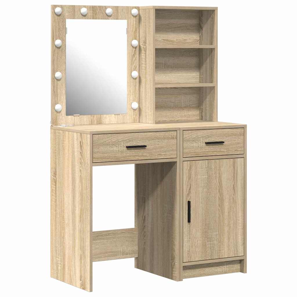 Dressing Table Set with Shelf 2 pcs Sonoma Oak 50 x 41 x 135 cm