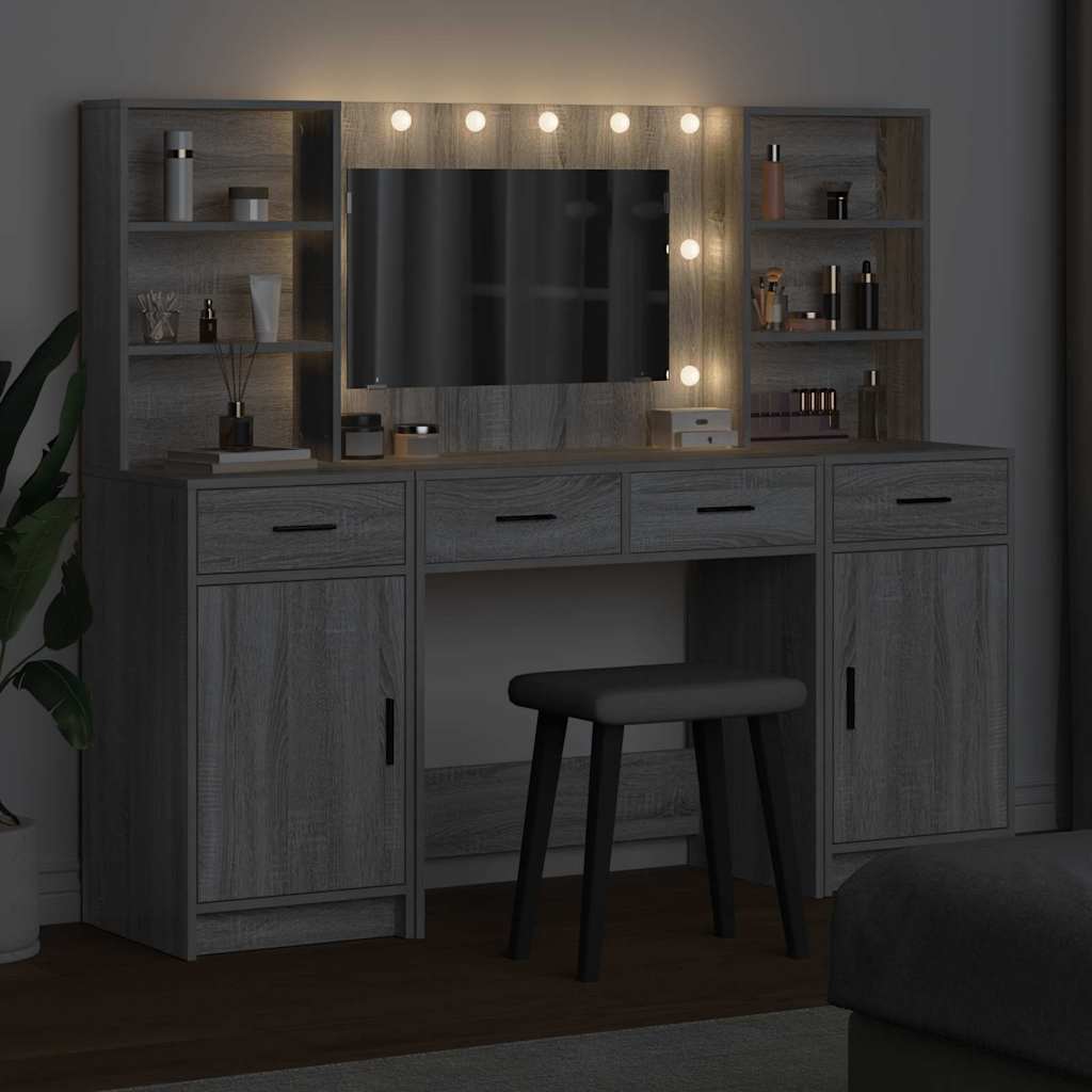 Dressing Table Set 3 pcs Grey sonoma 78.5 x 41 x 135 cm