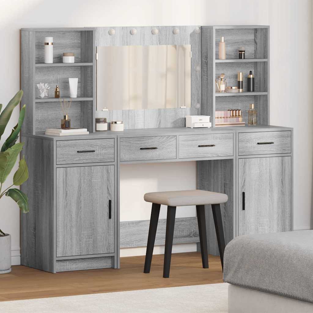 Dressing Table Set 3 pcs Grey sonoma 78.5 x 41 x 135 cm