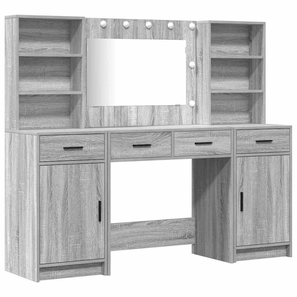 Dressing Table Set 3 pcs Grey sonoma 78.5 x 41 x 135 cm
