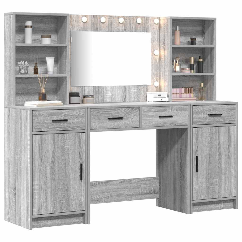 Dressing Table Set 3 pcs Grey sonoma 78.5 x 41 x 135 cm