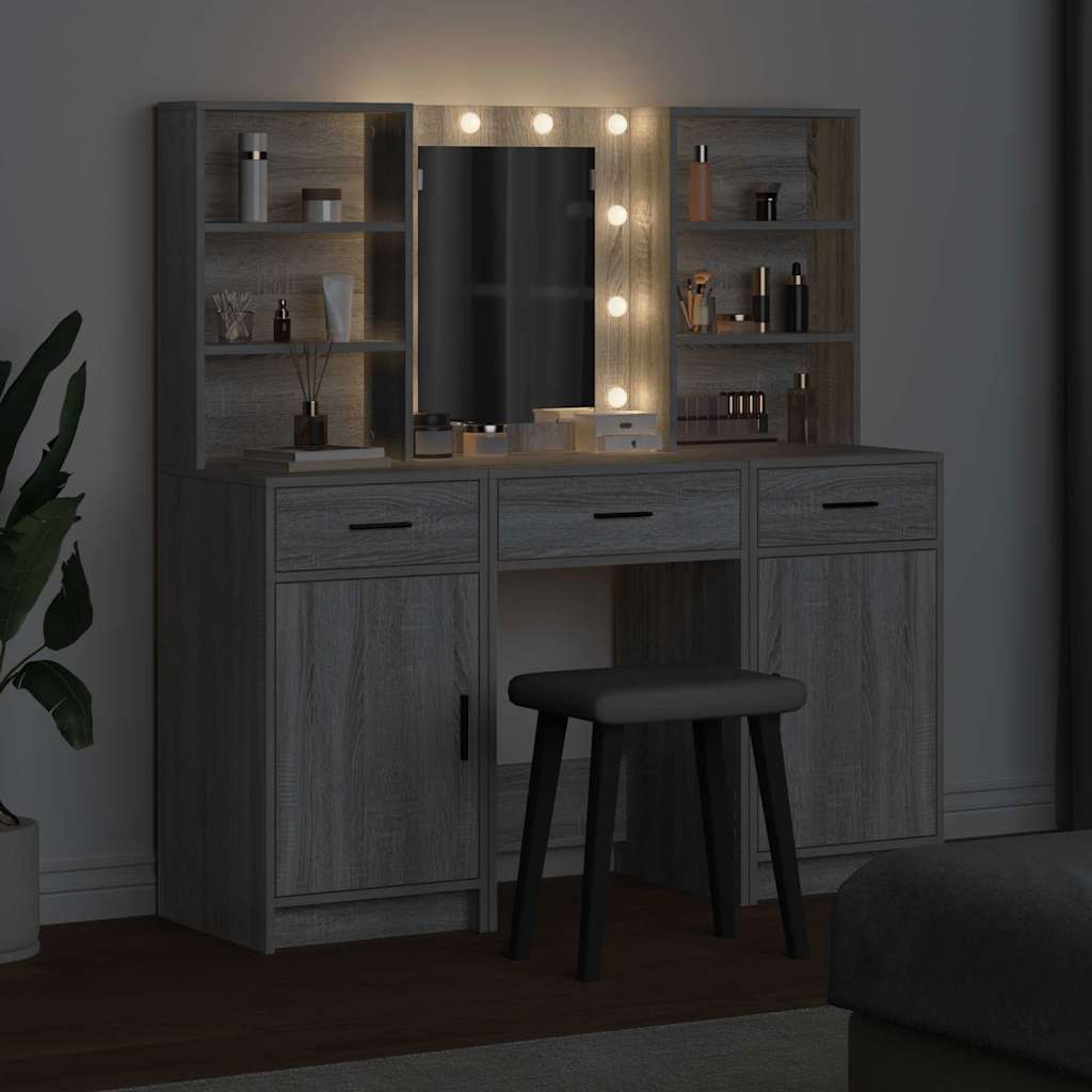 Dressing Table Set with Door 3 pcs Grey sonoma 50 x 41 x 135 cm