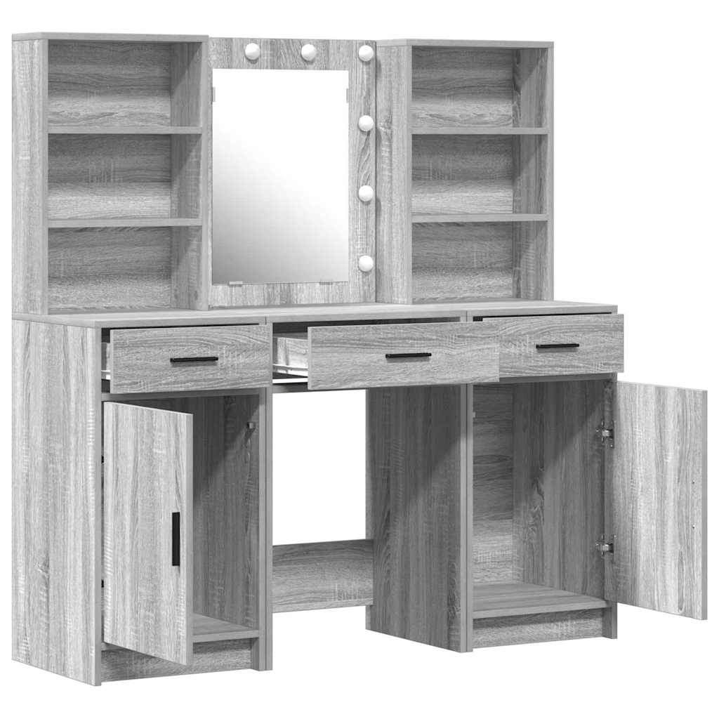 Dressing Table Set with Door 3 pcs Grey sonoma 50 x 41 x 135 cm