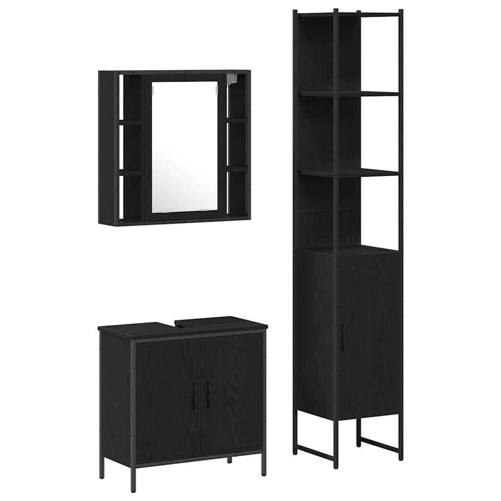 Bathroom Sink Cabinet Black Oak 60x30x60 cm Engineered Wood