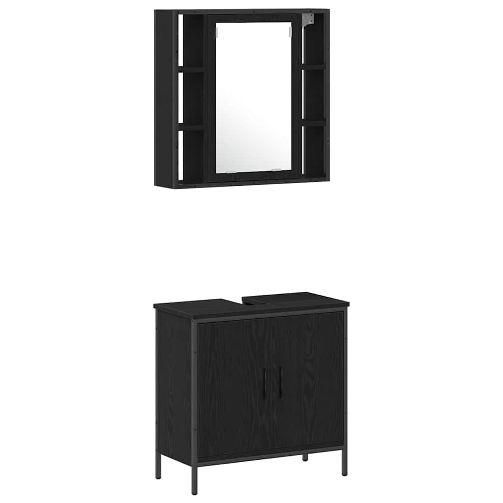 Bathroom Sink Cabinet Black Oak 60x30x60 cm Engineered Wood