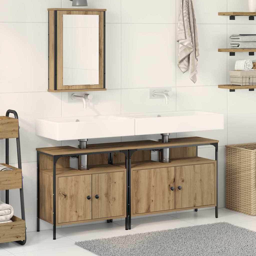 3 Piece Bathroom Furniture Set Artisan Oak Engineered Wood