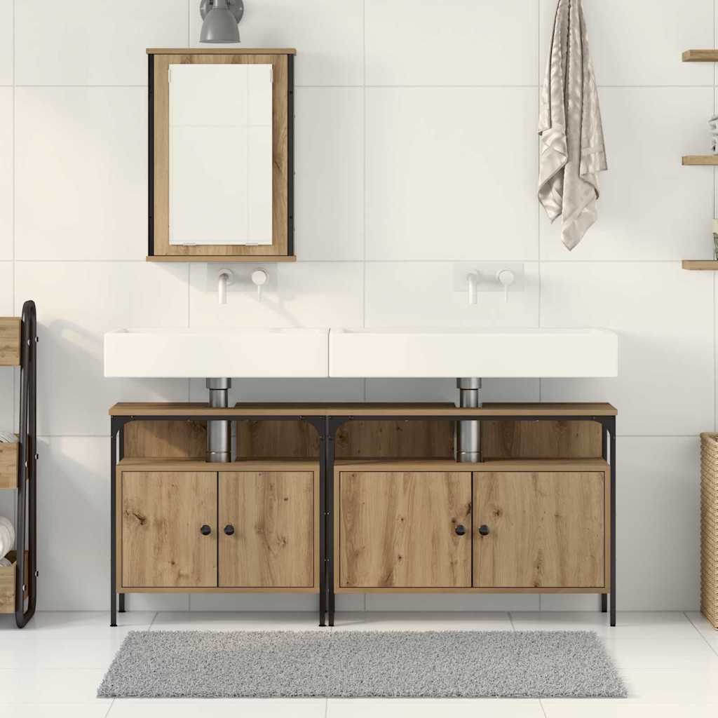 3 Piece Bathroom Furniture Set Artisan Oak Engineered Wood