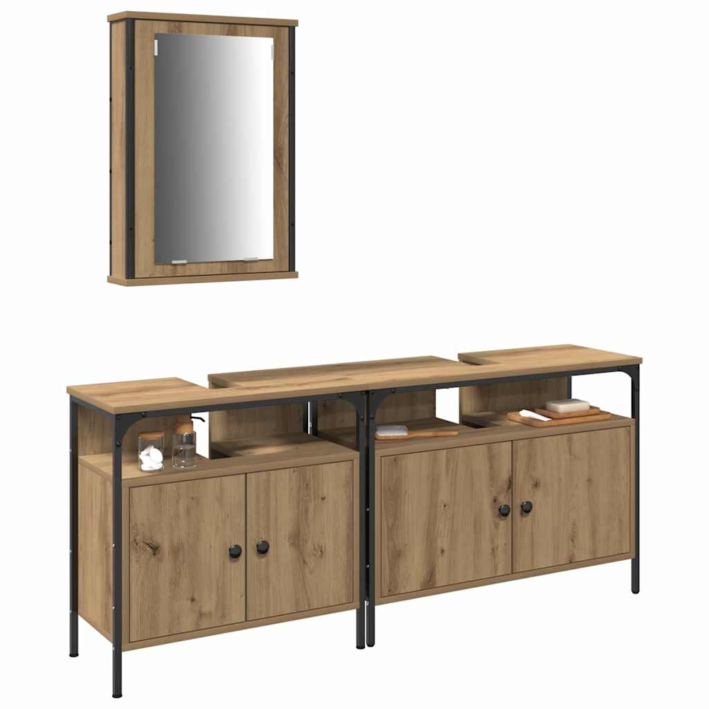 3 Piece Bathroom Furniture Set Artisan Oak Engineered Wood
